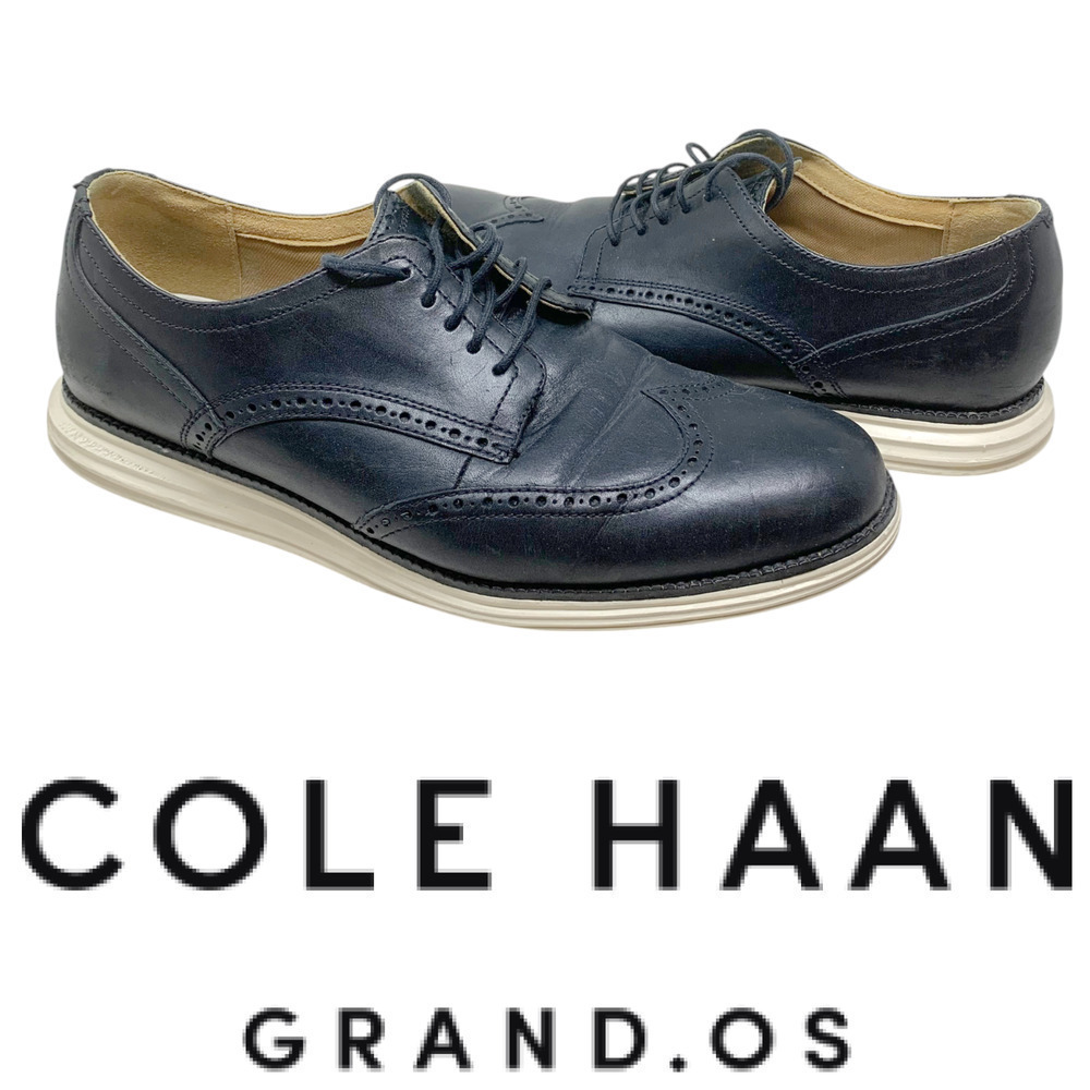 Cole Haan Grand OS Black Leather Wingtip Brogue Oxfords Mens Sz 12 Shoes C24089